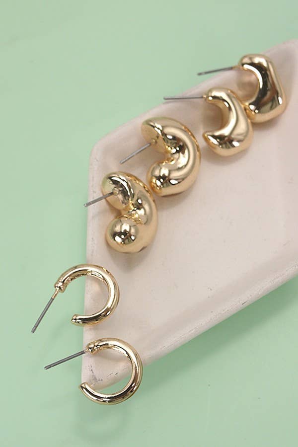 BUBBLE HOOP HUGGIE TRIO EARRINGS