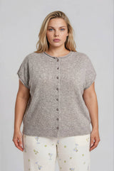 PLUS RAW EDGE SHORT SLEEVE LIGHTWEIGHT CARDIGAN