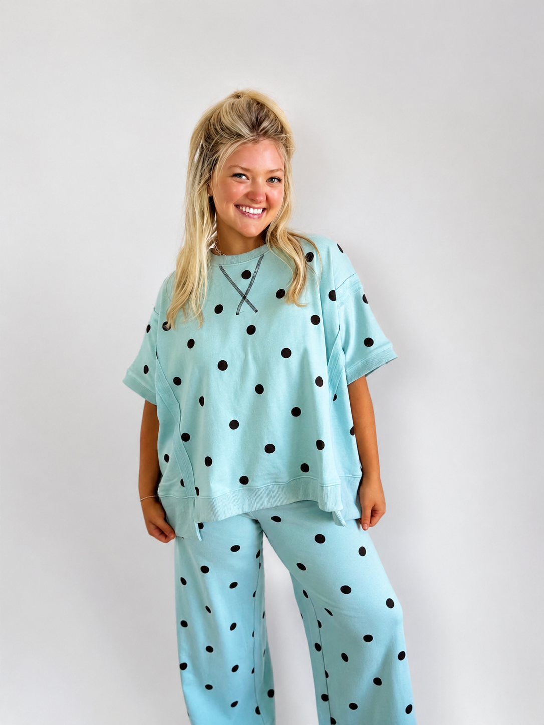 Polka Dot Sweatshirt & Pants Set