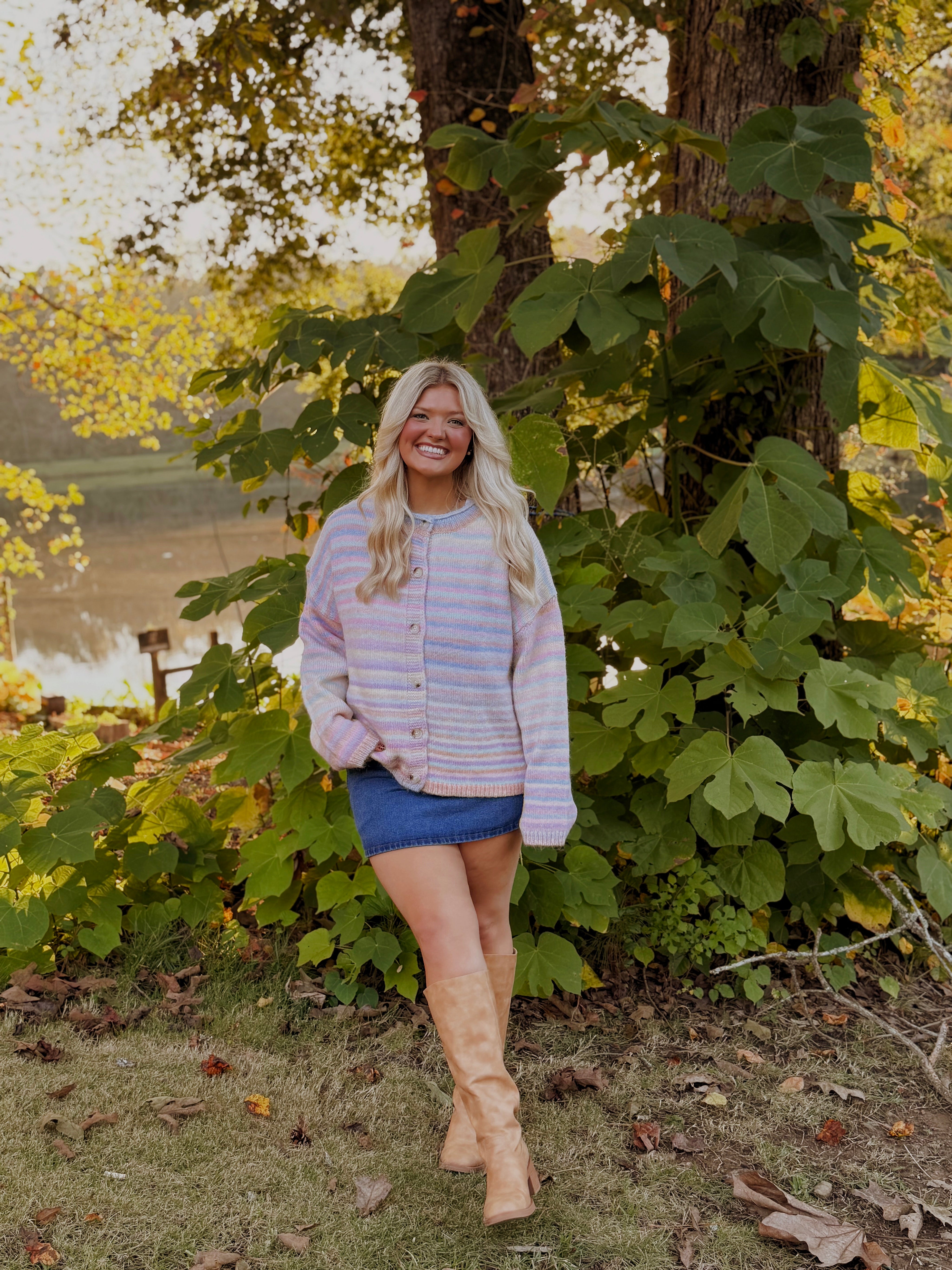 RAINBOW BUTTON-UP KNIT SWEATER CARDIGAN