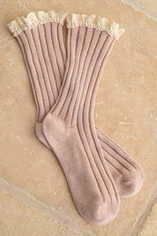 DYE & WASH CROCHET TRIM SOCKS: MAUVE