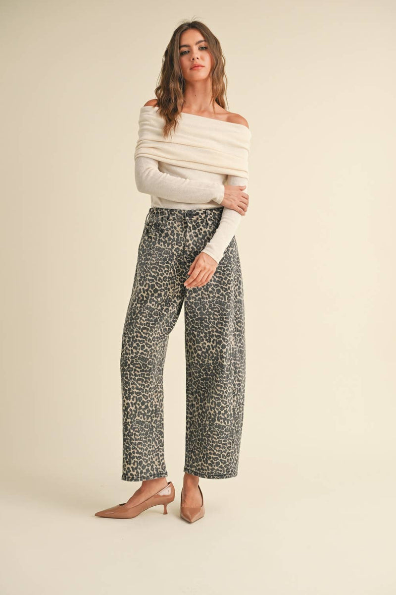 LEOPARD PRINT BARREL PANTS: LEOPARD