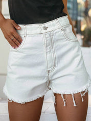 Raw Hem High Waist Denim Shorts
