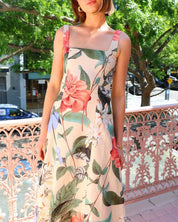 Resort Flowers Unique Printed Slip Maxi Dress