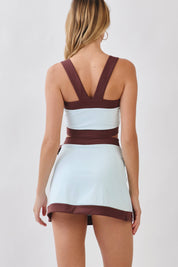 Contrast Trim Square Neck Active Crop Top