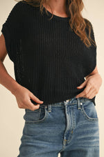 DOLMAN SLEEVE KNITTED TOP: Black
