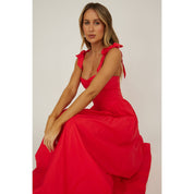 SHOULDER TIED STRAPS MAXI DRESS