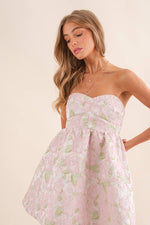 Textured Jacquard Floral Tube Fit and Flare Dress