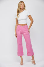 High Rise Wide Leg Jean - Rose