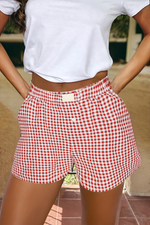 Vintage Plaid Print High Waisted Loose Wide Leg Shorts