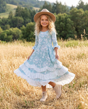 Girls Bella Soft Sage & Winter White Twirl Ruffles Dress