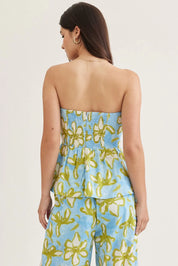 Floral Strapless peplum top with matching pants