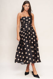 A printed woven midi dress - Black