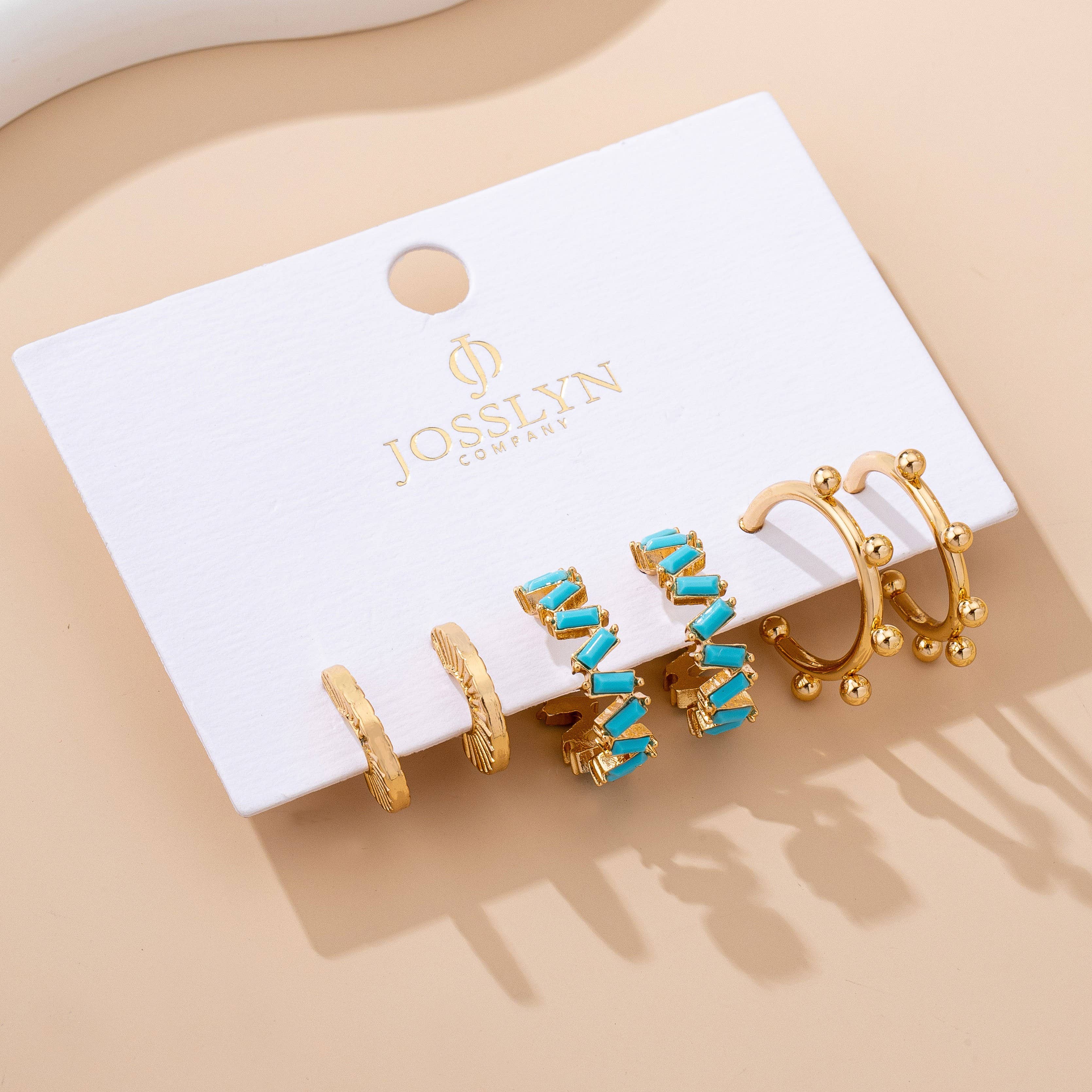 Turquoise Enamel Hoop Trio Earring Set
