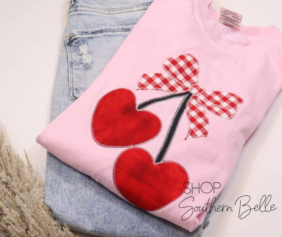 Pink Valentine Hearts Cherries Short Sleeve