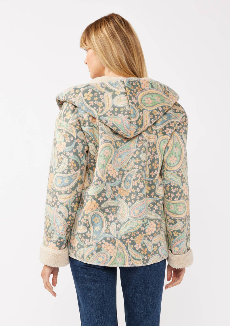 Long Sleeve Hooded Jacket with Pockets: Midnight/Blush