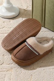 Western Stitching Faux Suede Plush Home Slippers