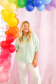 Boxy Knit Button Down Sweater Cardigan