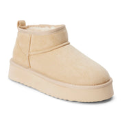 Ankle Length Ugg Style Platform Boot - Natural
