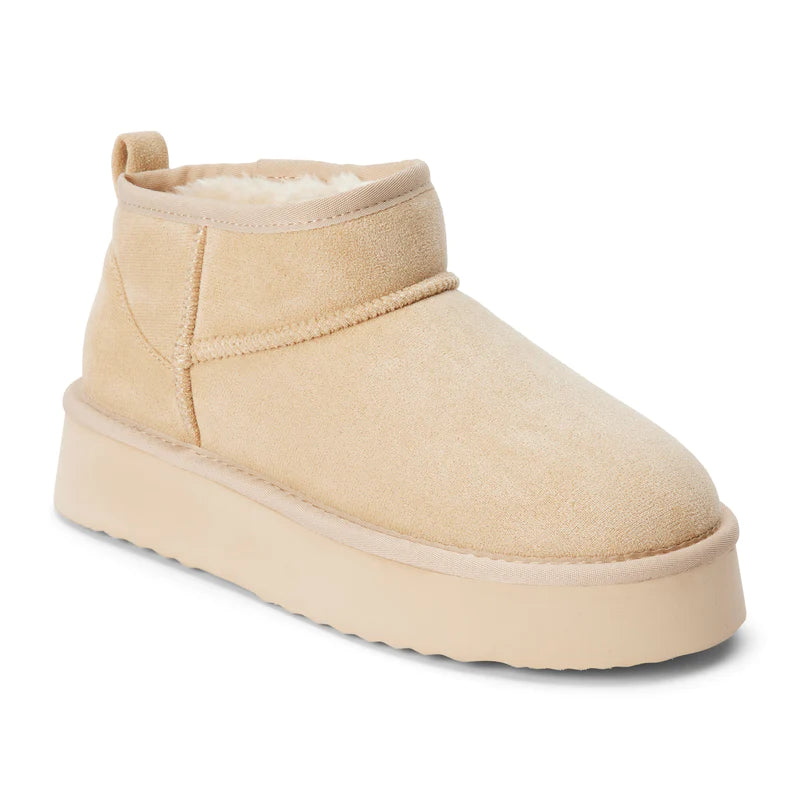 Ankle Length Ugg Style Platform Boot - Natural