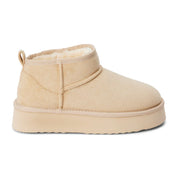 Ankle Length Ugg Style Platform Boot - Natural