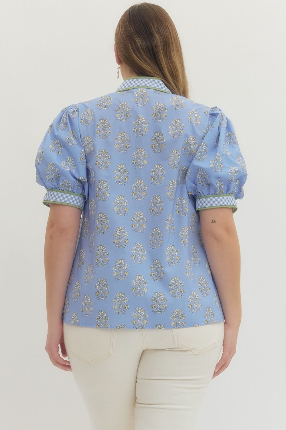 Blue Floral Puff Sleeve Top
