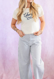 STRIPE - Barrel Jean