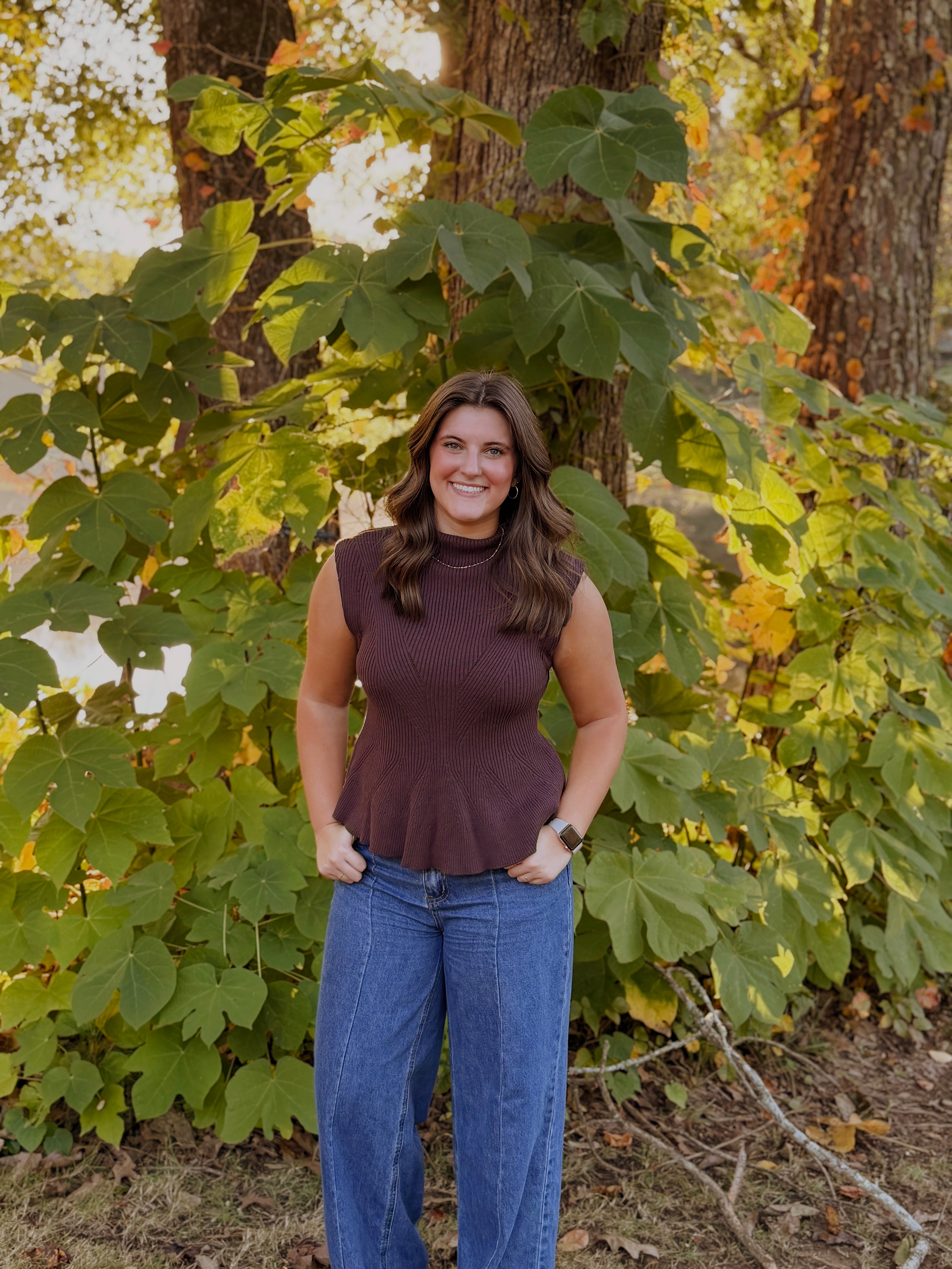 Brown Peplum Top