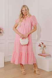 Puff Sleeve Pink Maxi