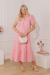 Puff Sleeve Pink Maxi