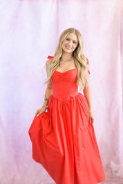 SHOULDER TIED STRAPS MAXI DRESS