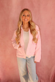 QUILTED PLAID PUFF JACKET WITH POCKETS