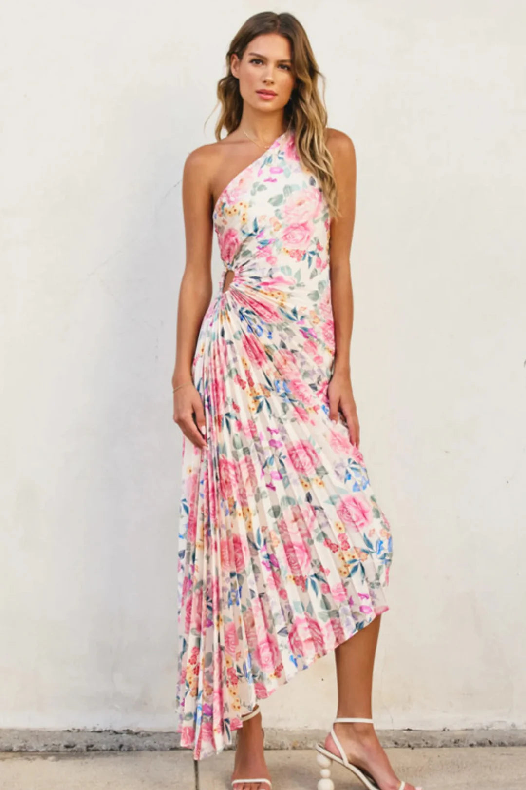 Floral One Shoulder Asymmetrical Dress