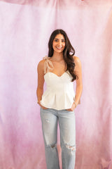 Jolie tie strap peplum top