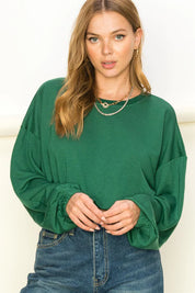 Drawstring Pullover Top - Green