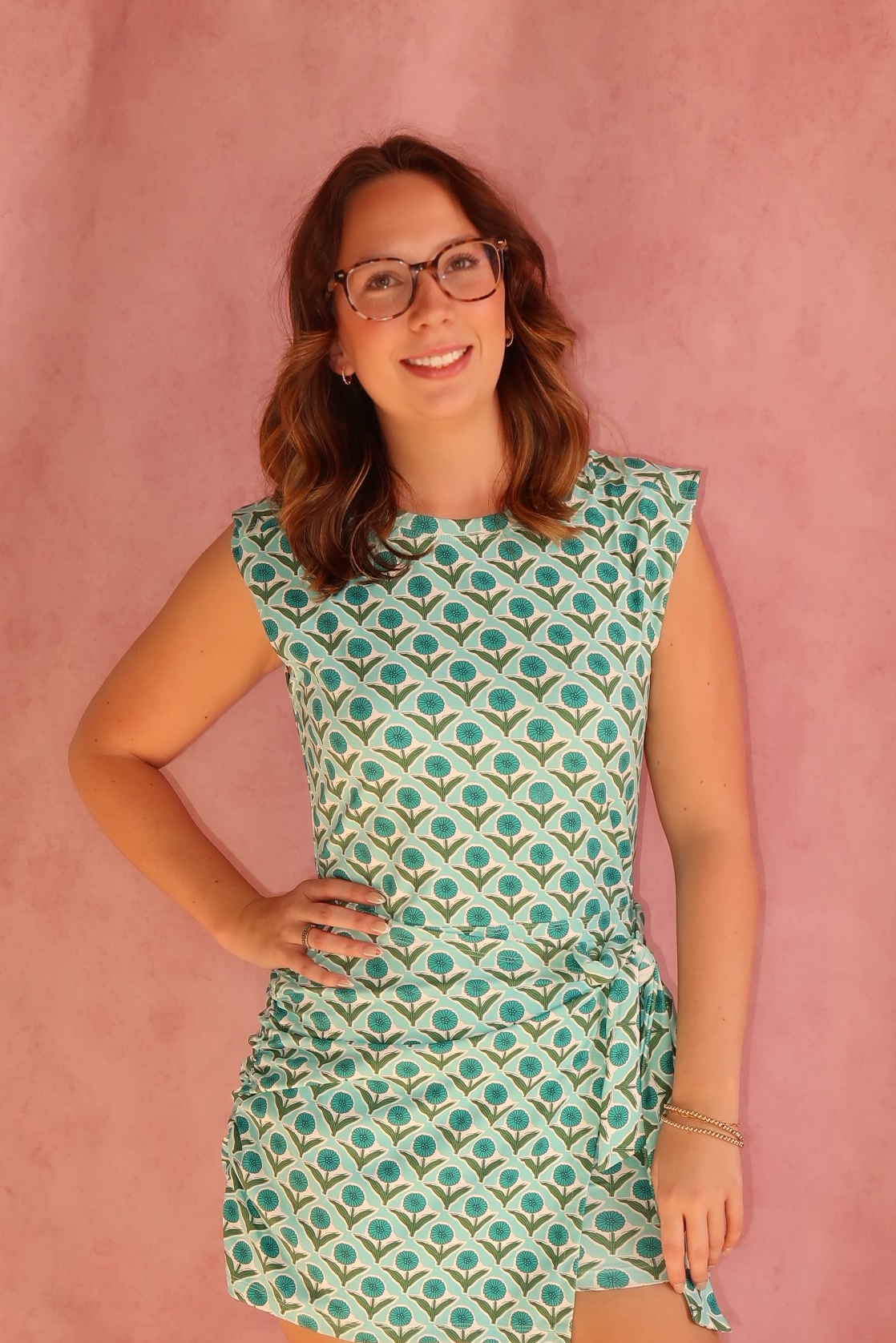 Bold Retro Floral Print Built In shorts Dress