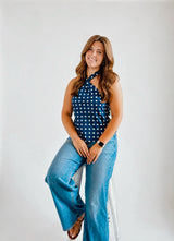 Polka Dot Halter Neck Tank Top