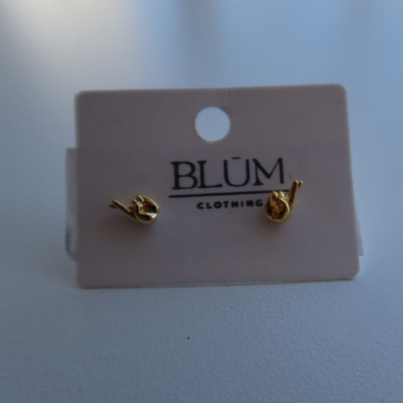 Finger Sign Brass Earrings