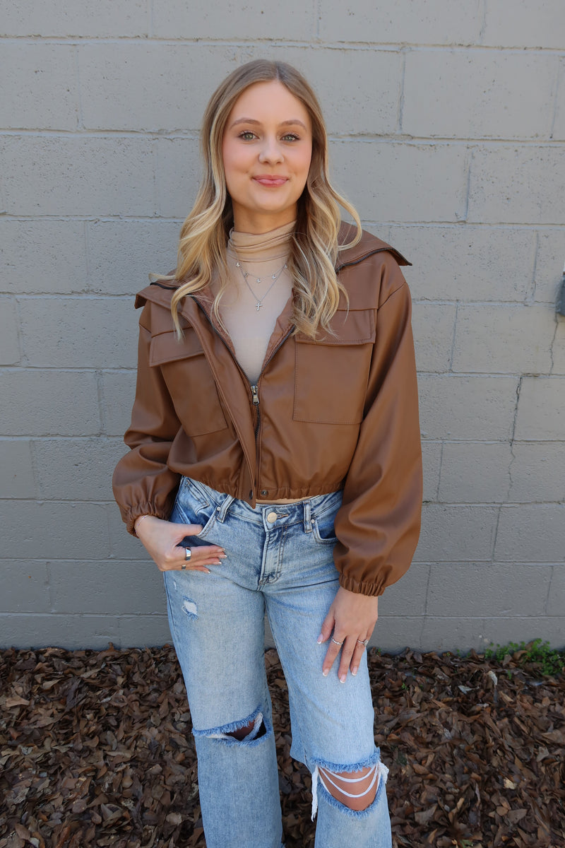 Cropped Leather Jacket