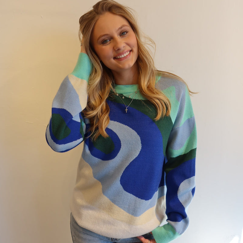 Color Swirl Sweater - Blue