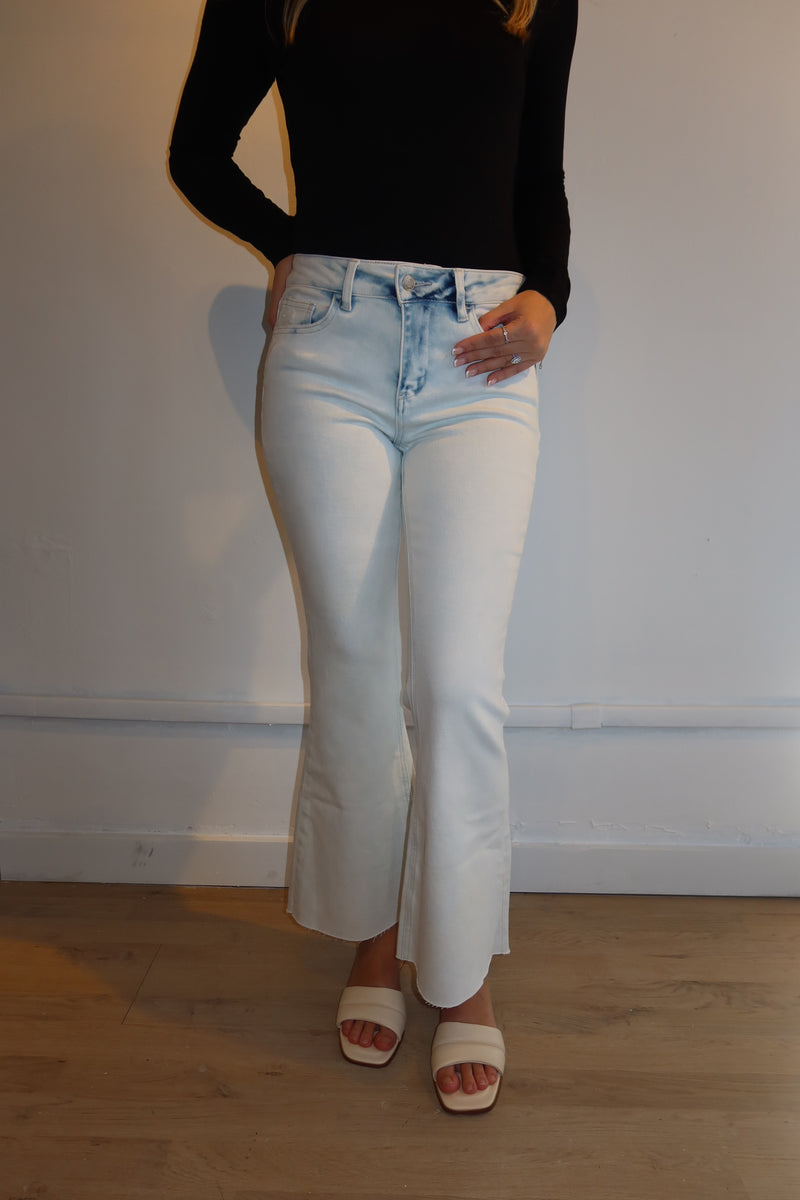 Vervet Bleached Cropped Flare Jean - Light Wash