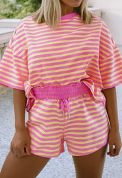 Drop Shoulder Boxy Casual Short Set
