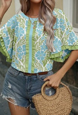 Floral Printed Lace Decorative Top