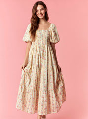 Floral Stripe Mixed Bubble Dress