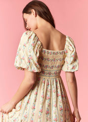 Floral Stripe Mixed Bubble Dress