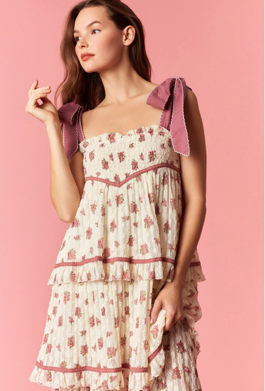 Ditsy Flower Printed Lace Dress