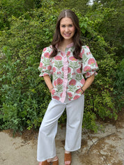 Ivory Floral Puff Sleeve top