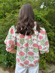 Ivory Floral Puff Sleeve top