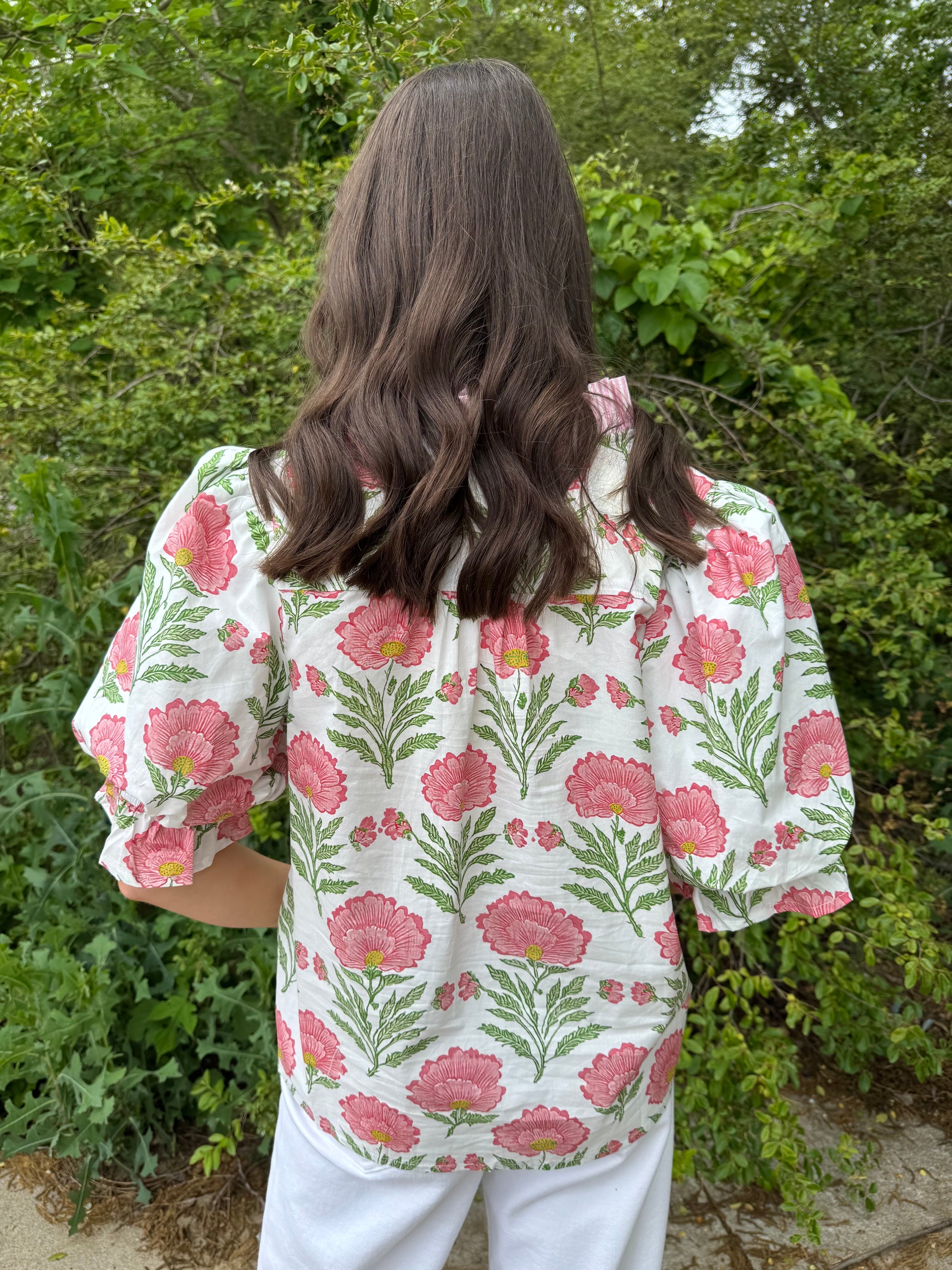Ivory Floral Puff Sleeve top