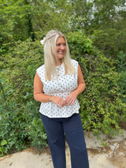 White Polka Dot Top